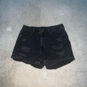 Black ripped jean shorts